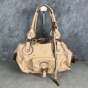 Chloe クロエ パディントン ハンドバッグ レザー 南京錠 ピンクベージュ AQ2