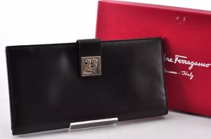 Salvatore Ferragamo サルバトーレフェラガモ ガンチーニ 長財布 ロングウォレット レザー 革 ブラック ブラウン 正規品 箱付き 6F3466