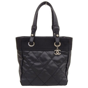 シャネル CHANEL パリビアリッツトートPM トートバッグ レザー キャンバス ブラック A34208 11番台 中古 新入荷 CH0883