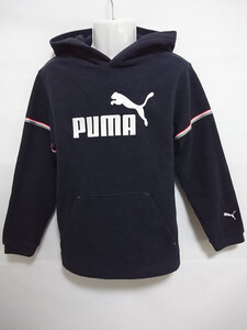 古着 ジュニア130cm PUMA/プーマ フリース パーカー プルオーバー モコモコ フード付き 子供用 ネイビー 831134