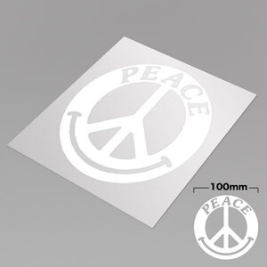 [ PEACE & SMILE ] Transfer Sticker 10cmX10cm Color-WHITE リアウインドーや店舗ウインドーにオススメ