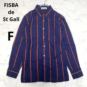 FISBA de St Gall/ストライプシャツ/ シアー /長袖 トップス ヨーロッパ L