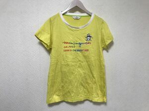 美品本物マンシングウェアMunsingwearペンギンワッペン刺繍TシャツゴルフウェアLLイエローXL