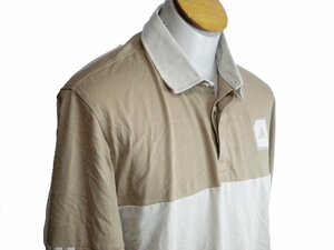 新品 ♪★ アディダス adidas GOLF メンズ ADICROSS ベージュ HS3210 EEW04 カラーブロック 長袖 ラグビーポロ サイズ2XL ★ 24809