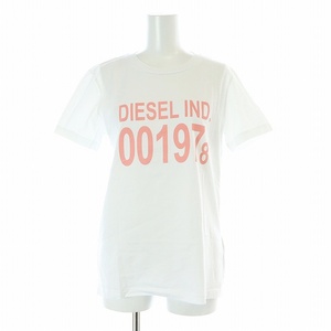 ディーゼル DIESEL プリントTシャツ カットソー 半袖 クルーネック ロゴ S 白 ホワイト /AT ■OS レディース