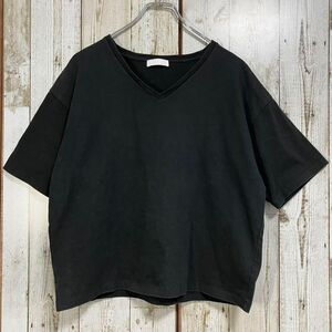 ☆SALON サロン☆ジュン☆日本製☆Tシャツ カットソー Vネック F ブラック 半袖 コットン100％ レディース 黒 トップス [送料無料] ☆2153