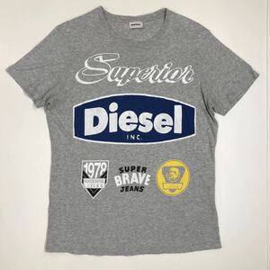 DIESEL ディーゼル　半袖Tシャツ　レア　グレー　プリント　ビッグロゴ　メンズ　Sサイズ　35-96a