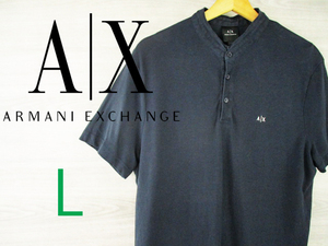 ARMANI EXCHANGE●アルマーニ エクスチェンジ＜刺しゅうロゴ スタンドカラー 半袖シャツ＞●M1750c