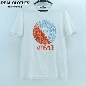 ☆【JPタグ】VERSACE/ヴェルサーチ コットン メデューサ ロゴ 半袖 Tシャツ ホワイト A83097/M /LPL