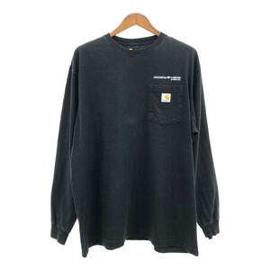 Carhartt カーハート ポケット 長袖Ｔシャツ 企業ロゴ ブラック (メンズ XL) 中古 古着 Q7045