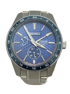 SEIKO◆自動巻腕時計/アナログ/BLU/SLV/6R64-00C0