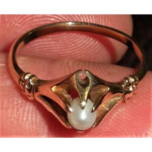 超希少!ANTIQUE c.1860 CIVIL WAR ERA PEARL RING 14K GOLD BOUGHT IN GETTYSBURG PA. USAアンティーク14金ゴールドパールリング12.5号