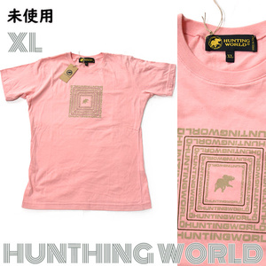  HUNTHING WORLD■新品タグ付きロゴ半袖Tシャツ レディースXL ハンティングワールド　トップス　ピンク　クルーネック　象ゾウ