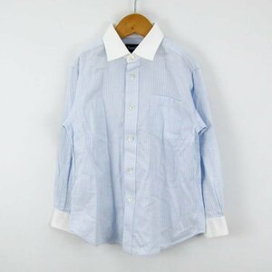 ファミリア 長袖シャツ クレリックシャツ 胸ポケット コットン100% トップス キッズ 男の子用 120サイズ ブルー Familiar