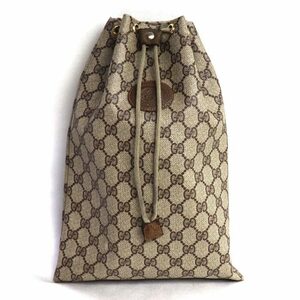 GUCCI グッチ オールドグッチ 巾着 GG柄 ハンドバッグ ブラウン 97.19.303 レディース 中古