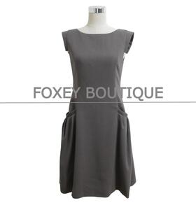 美品 FOXEY BOUTIQUE フォクシーブティック デイジーアフタヌーン サイズ40 膝丈 ショートスリーブ フレア ワンピース 茶 ブラウン