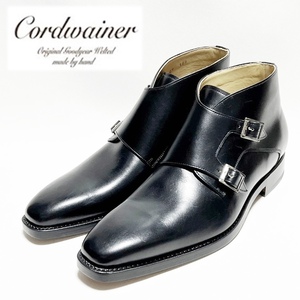 《Cordwainer コードウェイナー》箱付新品 スペイン製 グッドイヤー製法 ダブルモンク プレーントゥレザーショートブーツ 42(27cm)S0450