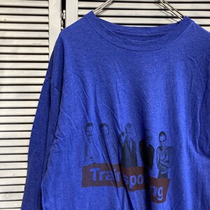 AXRJ 1スタ 青 ムービー Tシャツ 長袖 ロンT トレインスポッティング Trainspotting 映画 90s 00s ビンテージ 古着