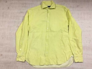 DANDYLIFE バルバ BARBA ホリゾンタルカラー ハニカム 長袖ドレスワイシャツ メンズ ITALY製 フォーマル 40 黄色