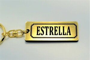 A-801-1 ESTRELLA 2層アクリル製 金黒 2重リング キーホルダー エストレア250/RS マフラー シート タンク カウル カスタム パーツ 等に