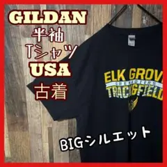 ブラック ギルダン ゆるだぼ チームロゴ メンズXL USA古着 半袖 Tシャツ