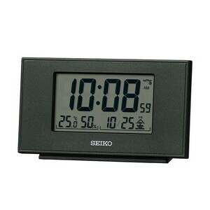 セイコー クロック 電波 目覚し時計 SQ790K 温度 湿度表示 電子音アラーム 黒メタリック塗装 ブラック デジタル SEIKO CLOCK