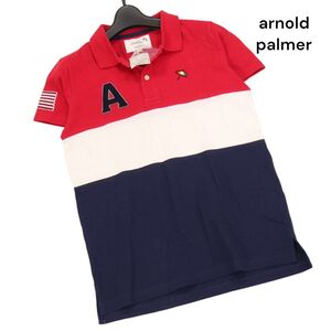 【新品 未使用】 arnold palmer アーノルドパーマー 春夏 カラーブロック ボーダー 半袖 ポロシャツ Sz.2　レディース　K4T01030_6#A