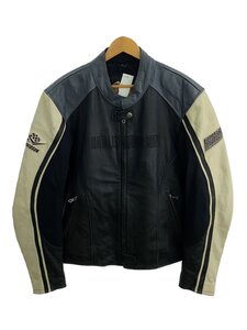 HARLEY DAVIDSON◆シングルライダースジャケット・ブルゾン/XL/レザー/BLK/無地/ブラック/ロゴ//