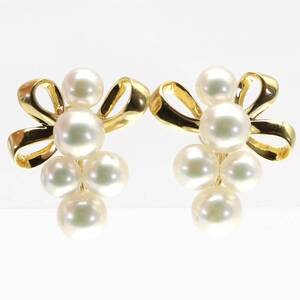 美品 MIKIMOTO(ミキモト) リボンモチーフ K18 ベビーパール イヤリング