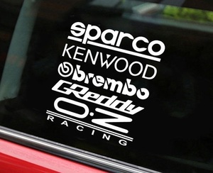 ステッカー カーステッカー sparco brembo oz racing カッティングステッカー カーボディ装飾 ホワイト 1シート