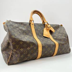 1円 ルイヴィトン Louis Vuitton キーポル バッグ ボストンバッグ ブラウン モノグラム 大容量 YH246