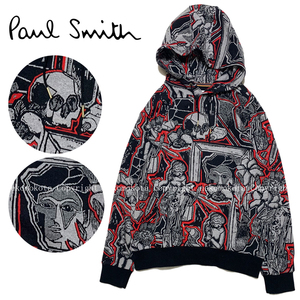 超美品 19AW ポールスミス ARTIST STUDIO スウェット プルオーバー パーカー M 総柄 アーティスト スタジオ スカル メンズ Paul Smith