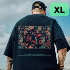 【大人気】ビッグTシャツ メンズ バックプリント ストリート ブラック XL