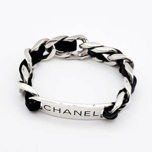 美品　CHANEL　シャネル　ブレスレット　レザー　シルバー　Vintage