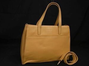 1円 LOEWE ロエベ レザー 2WAY ハンドバッグ トートバッグ ショルダーバッグ 肩掛けかばん レディース イエロー系 EA2454