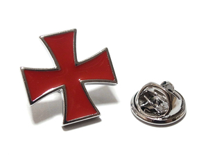 ラペルピン★ピンズ　アイアンクロス　鉄十字　装飾　レッド　赤色　pin-1109