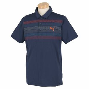 送料無料◆新品◆プーマ PUMA GOLF ドットボーダー柄 半袖ポロシャツ◆(M)◆599077-03