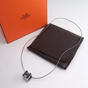 HERMES エルメス Hキューブ ネックレス ブラック レディース