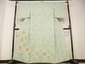 平和屋野田店■訪問着　刺繍　亀甲花文　着丈158.5cm　裄丈63cm　正絹　逸品　A-wj5128