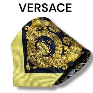 【1円スタート】VERSACE ヴェルサーチ ネクタイ ハイブランド ブランド イタリア製 シルク シルク100% ゴールド 総柄 メデューサ