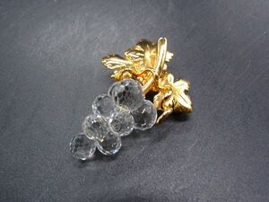 ■美品■ SWAROVSKI スワロフスキー クリスタル 葡萄 ブローチ ピンバッジ アクセサリー ゴールド系×クリア DG8161