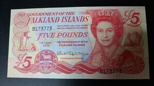 フォークランド諸島 5ポンド紙幣 2005年 5Pounds イギリス Falkland