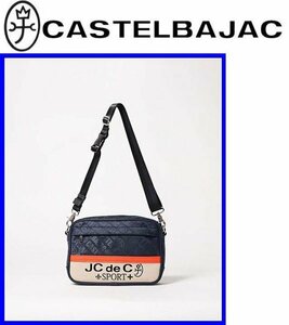 ★\19800〓CASTELBAJACカステルバジャック〓帆布プリントポーチnavy