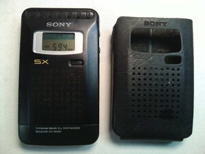 SONY ソニー　ワイトFM対応　AM／FM ポケットラジオ ICF-SX5RV　日本製　ケース付き★動作品！難あり