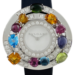 ブルガリ BVLGARI アストラーレチェルキ マルチストーン AEW36G 腕時計 WG レザー ダイヤモンド クォーツ ホワイト レディース 【中古】