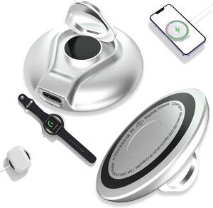 3IN1ワイヤレス充電器 iPhone/iWatch/Air-pods 15Ｗ急速充電 両面同時充電リングスタンド強磁力 iWatch Ultra/Ultra2/Series9-3/SE/iPhone