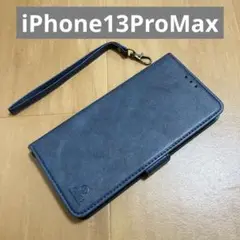 iPhone 13 Pro Max 手帳 スマホケース　スマホカバー　ネイビー