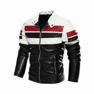 ライダースジャケット レザージャケットメンズ　革ジャ　バイクジャケット ジャンパー ブルゾン ン 皮ジャン L~3XL ブラック