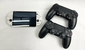 セット品 PlayStation Vita PSVITA PCH-2000 ホワイト 動作品 PS4 ワイヤレスコントローラー ジェット・ブラック CUH-ZCT1J/2J 2j-5-7