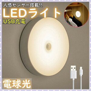 センサーライト 室内 人感 LED 廊下 天井 USB 明暗 暖色